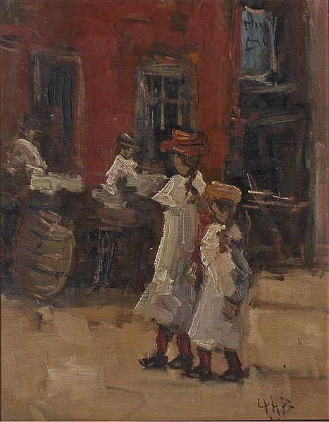 Georges Lemmen Girls strolling on the street oil painting image
